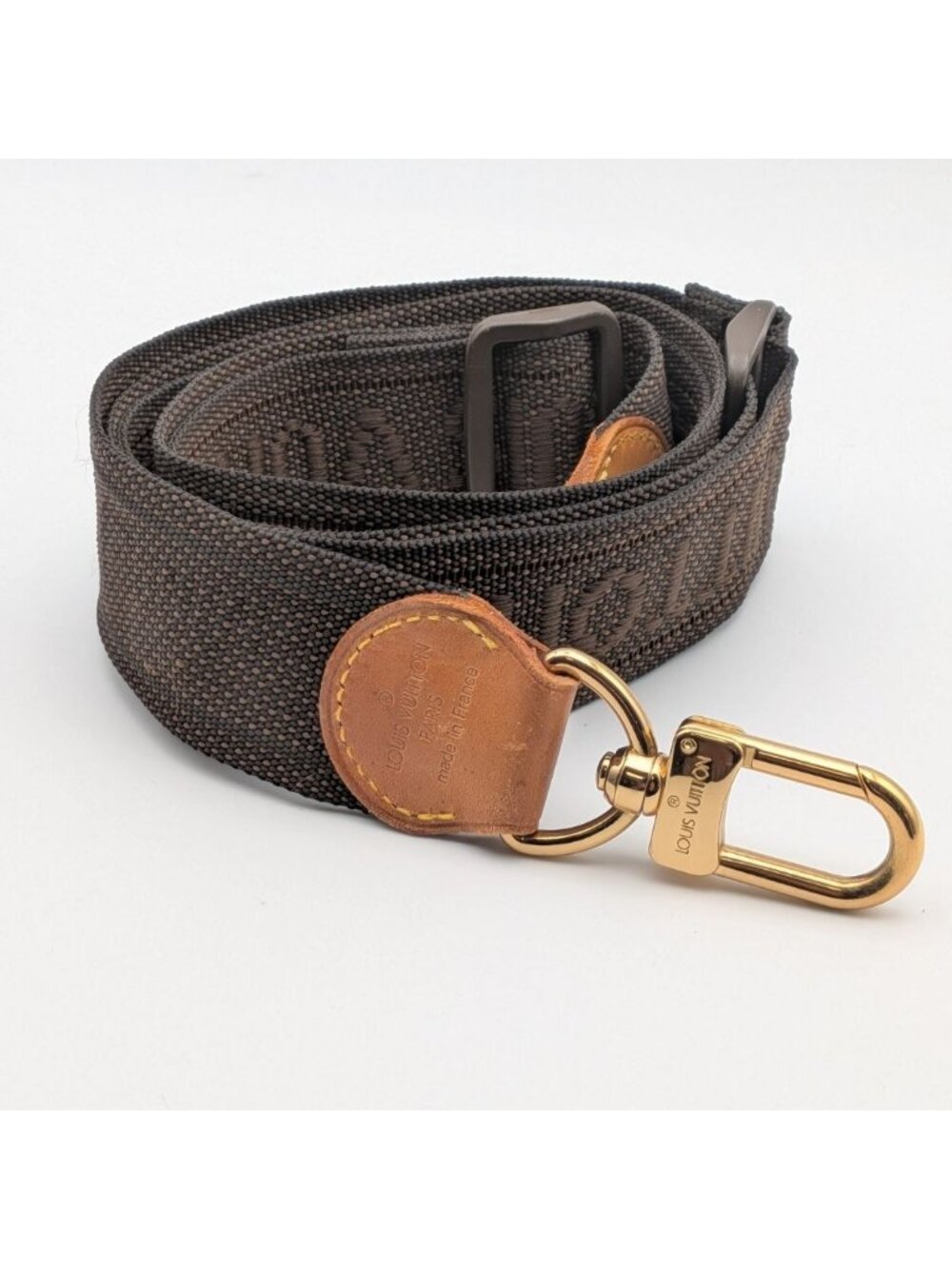Louis Vuitton Shoulder Strap Vachetta Leather Nylon Logo Adjustable Gold Alize